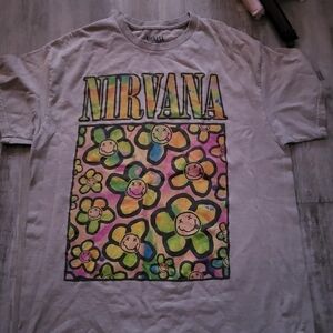 NIRVANA T-Shirt - Gray with Colorful Flowers